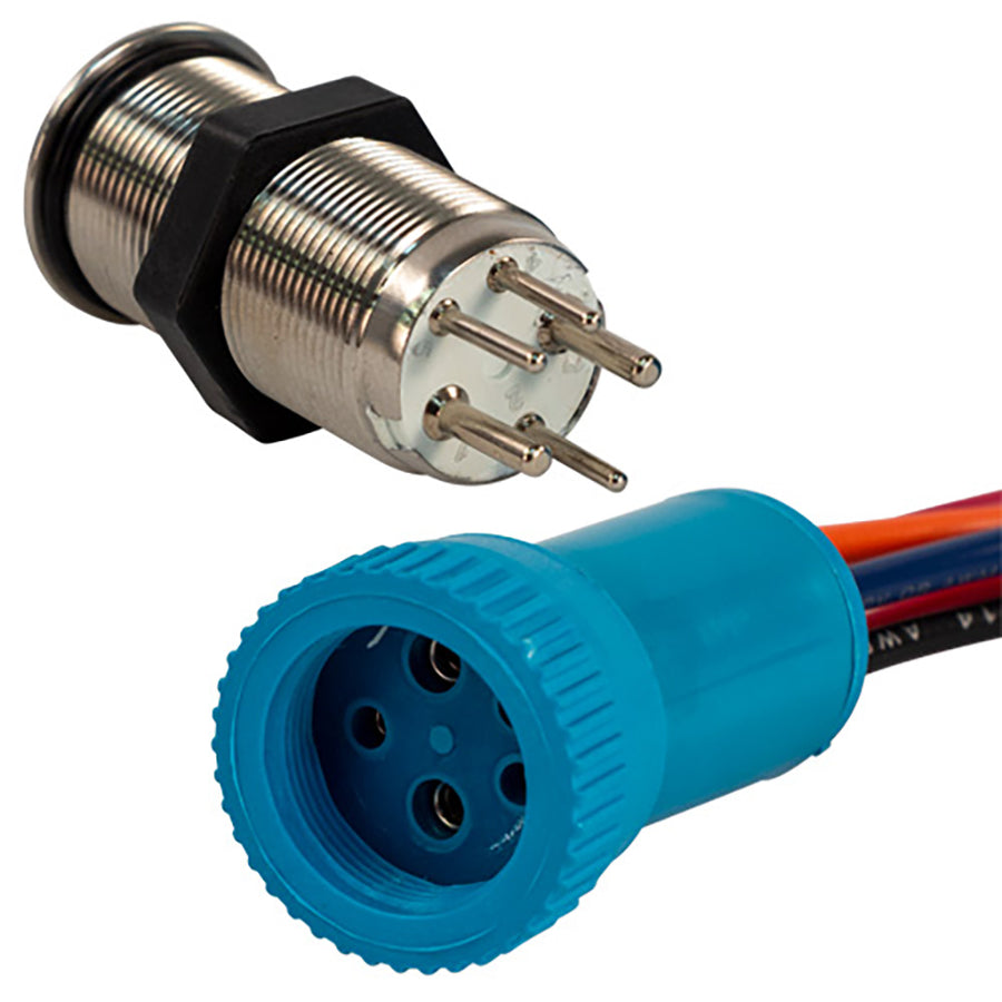 Bluewater 19mm Push Button Switch - Off/(On)/(On) Double Momentary Contact - Blue/Green/Red LED - 1' Lead [9057-2123-1]