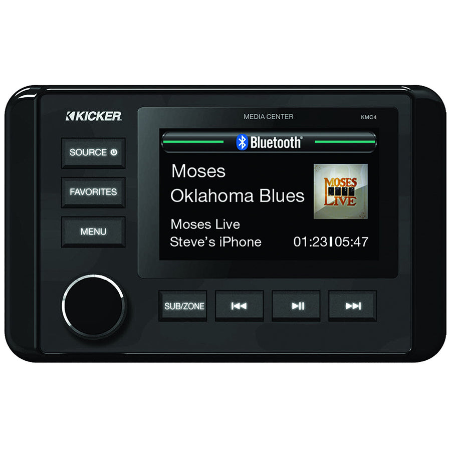 KICKER KMC4 Weather-Resistant Gauge-Style Media Center w/Bluetooth [46KMC4]