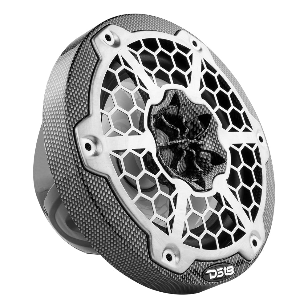 DS18 HYDRO 6.5" 2-Way Marine Speakers w/RGB LED Lights 375W - Black Carbon Fiber [CF-65]