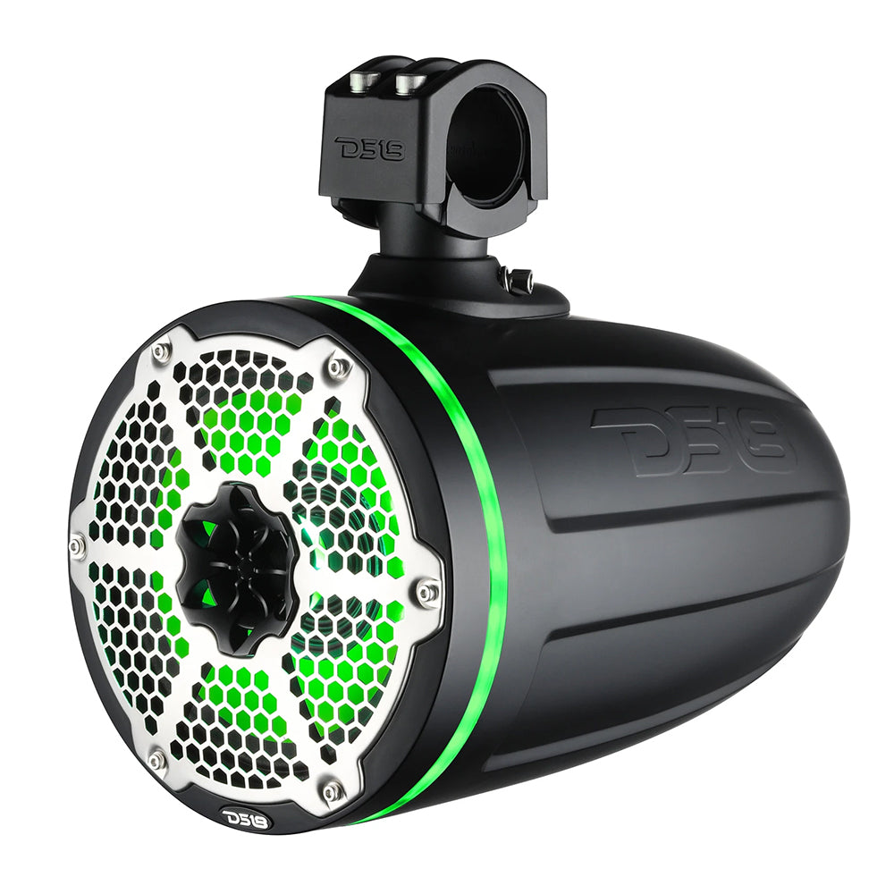 DS18 8" Neodymium Marine Towers w/Built-in Passive Radiator, 1" Driver  RGB LED Light - Black [NXL-X8TPNEO/BK]