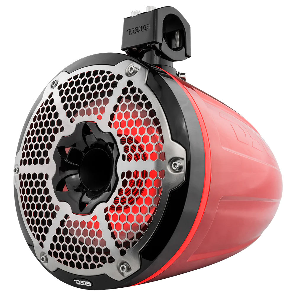 DS18 HYDRO 10" Neodymium Marine Towers w/Built-In Passive Radiator, 1" Driver  RGB LED Lights - 900W - Red [NXL-X10TPNEO/RD]