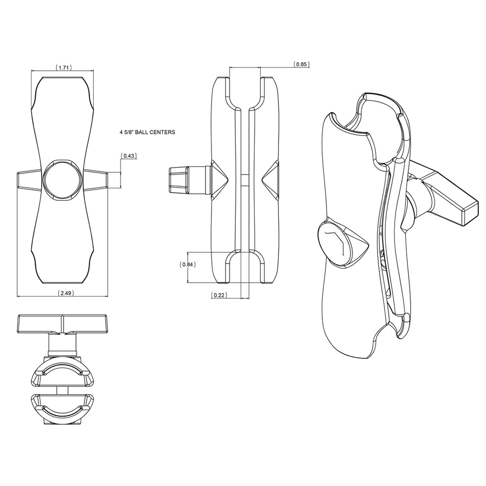 RAM Mount Double Socket Arm f/1.5" Ball Bases [RAM-201U]